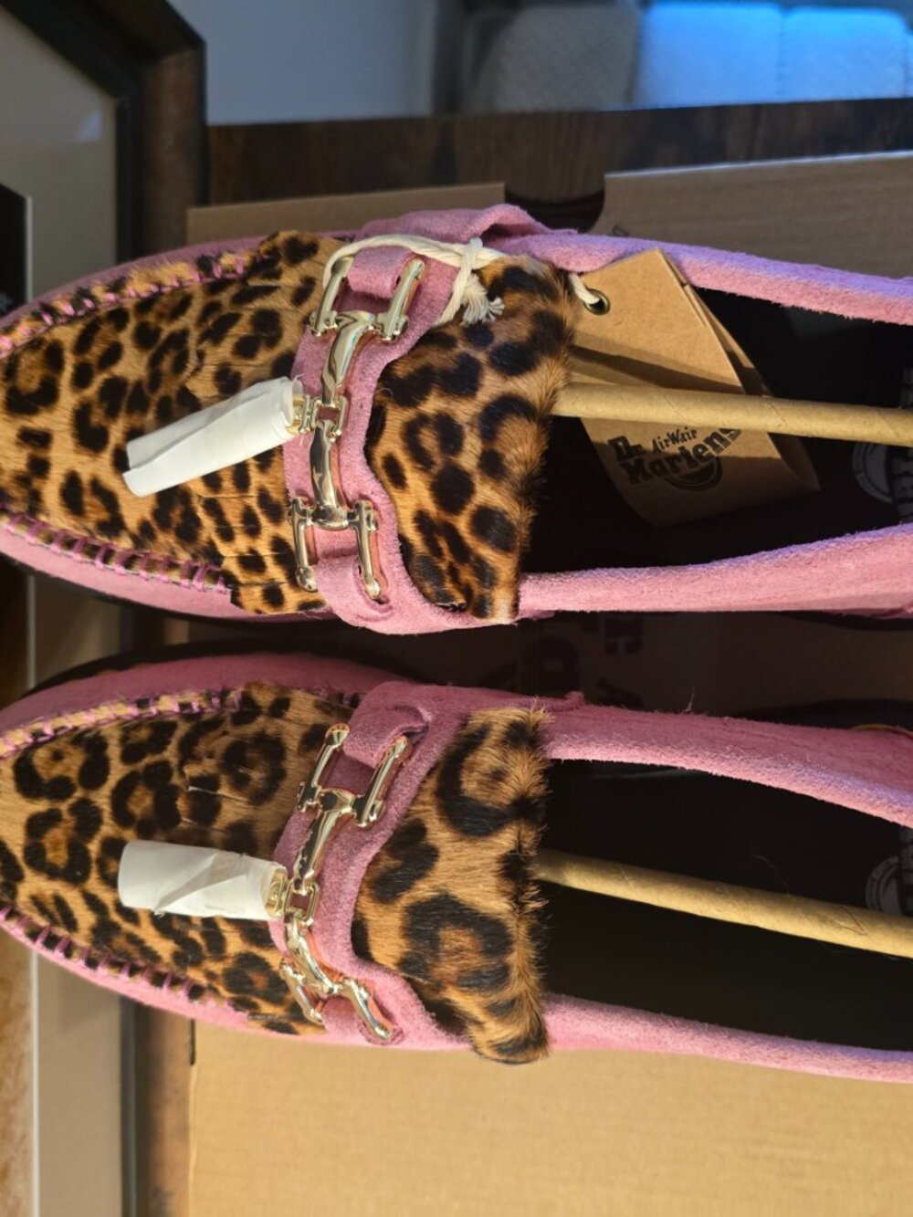 Dr. Martens Adrian Hair-On Leopard Snaffle Loafers Fondant Pink 31508099 Mens 10 - Picture 8 of 16